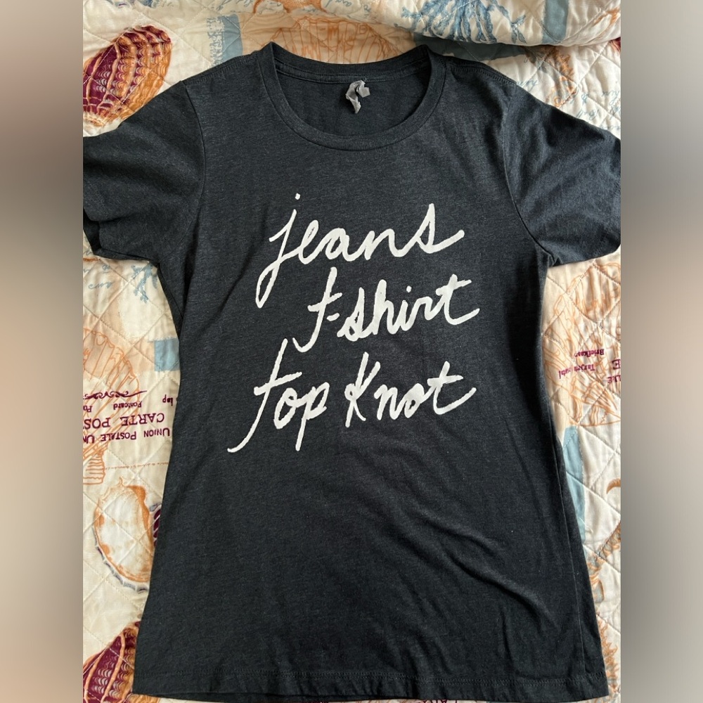 Jeans, T shirt & Top Knot Shirt